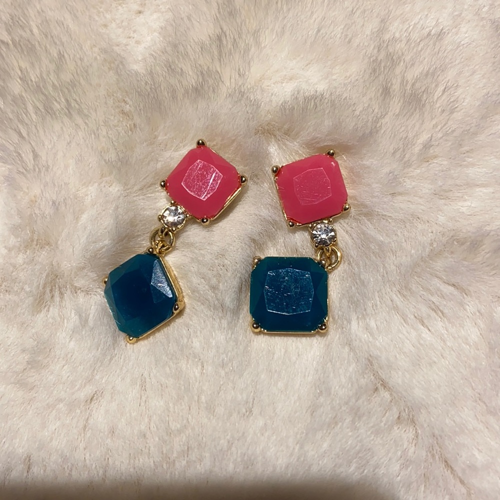 Pink and dark aqua J Crew earrings